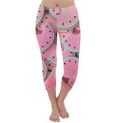 Aesthetic Cute Kawaii Watermelon Capri Winter Leggings 