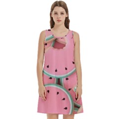 Aesthetic Cute Kawaii Watermelon Round Neck Sleeve Casual Dress With Pockets