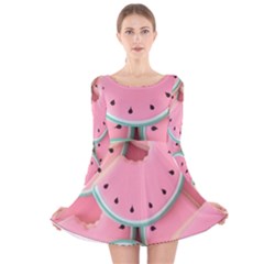 Aesthetic Cute Kawaii Watermelon Long Sleeve Velvet Skater Dress