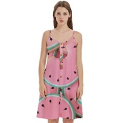 Aesthetic Cute Kawaii Watermelon Women s Spaghetti Strap Pullover Cami Dress by Perong