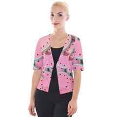 Aesthetic Cute Kawaii Watermelon Cropped Button Cardigan