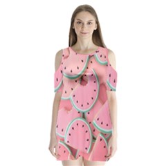 Aesthetic Cute Kawaii Watermelon Shoulder Cutout Velvet One Piece by Perong