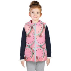 Aesthetic Cute Kawaii Watermelon Kids  Hooded Puffer Vest by Perong