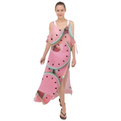 Aesthetic Cute Kawaii Watermelon Maxi Chiffon Cover Up Dress by Perong