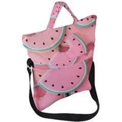 Aesthetic Cute Kawaii Watermelon Fold Over Handle Tote Bag by Perong