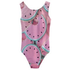 Aesthetic Cute Kawaii Watermelon Kids  Cut-out Back One Piece Swimsuit by Perong