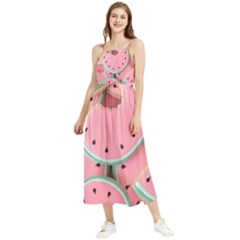 Aesthetic Cute Kawaii Watermelon Boho Sleeveless Summer Dress by Perong