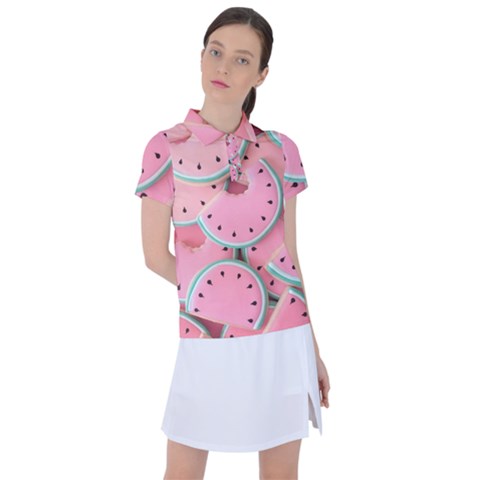 Aesthetic Cute Kawaii Watermelon Women s Polo T-shirt by Perong