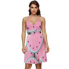 Aesthetic Cute Kawaii Watermelon V-neck Pocket Summer Dress  by Perong