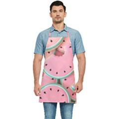 Aesthetic Cute Kawaii Watermelon Kitchen Apron by Perong