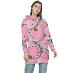 Aesthetic Cute Kawaii Watermelon Women s Long Oversized Pullover Hoodie