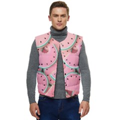 Aesthetic Cute Kawaii Watermelon Men s Button Up Puffer Vest	