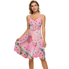 Aesthetic Cute Kawaii Watermelon Sleeveless Tie Front Chiffon Dress by Perong