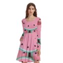 Aesthetic Cute Kawaii Watermelon Long Sleeve Knee Length Skater Dress With Pockets View1