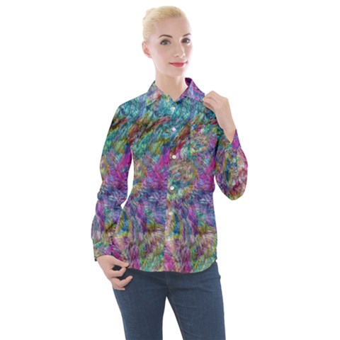 Abstract Candies Women s Long Sleeve Pocket Shirt by kaleidomarblingart