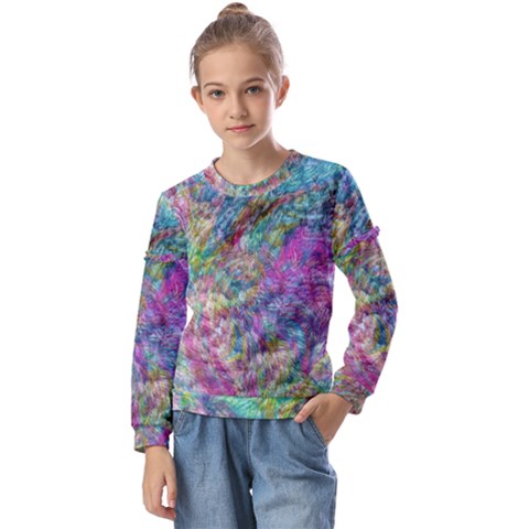 Abstract Candies Kids  Long Sleeve T-shirt With Frill  by kaleidomarblingart