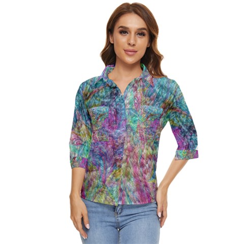 Abstract Candies Women s Quarter Sleeve Pocket Shirt by kaleidomarblingart