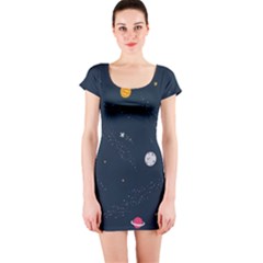 Space Nasa Galaxy Short Sleeve Bodycon Dress by Perong