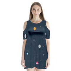 Space Nasa Galaxy Shoulder Cutout Velvet One Piece