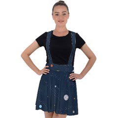 Space Nasa Galaxy Velvet Suspender Skater Skirt by Perong