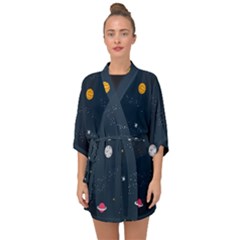 Space Nasa Galaxy Half Sleeve Chiffon Kimono by Perong