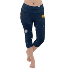 Space Nasa Galaxy Lightweight Velour Capri Yoga Leggings by Perong