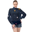 Space Nasa Galaxy High Neck Long Sleeve Chiffon Top View1