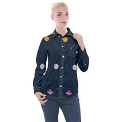 Space Nasa Galaxy Women s Long Sleeve Pocket Shirt