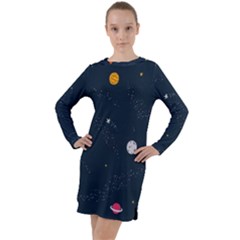 Space Nasa Galaxy Long Sleeve Hoodie Dress by Perong