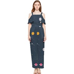 Space Nasa Galaxy Draped Sleeveless Chiffon Jumpsuit by Perong