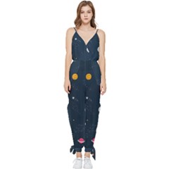 Space Nasa Galaxy Sleeveless Tie Ankle Chiffon Jumpsuit by Perong