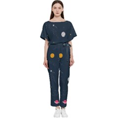 Space Nasa Galaxy Batwing Lightweight Chiffon Jumpsuit by Perong