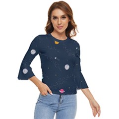 Space Nasa Galaxy Bell Sleeve Top