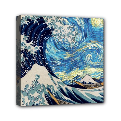 The Great Wave Of Kanagawa Painting Mini Canvas 6  X 6  (stretched) by Perong