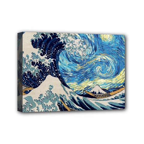 The Great Wave Of Kanagawa Painting Mini Canvas 7  X 5  (stretched) by Perong