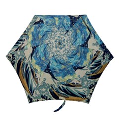 The Great Wave Of Kanagawa Painting Mini Folding Umbrellas by Perong