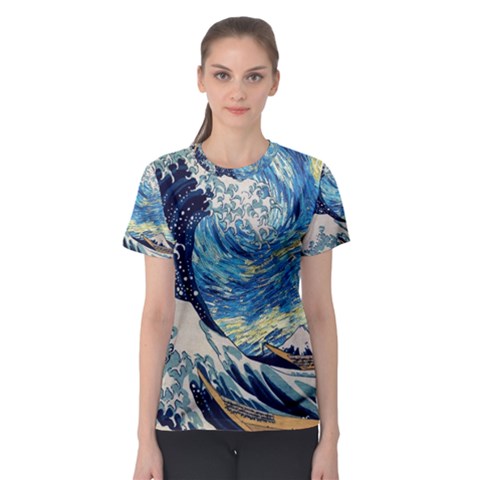 The Great Wave Of Kanagawa Painting Women s Sport Mesh T-shirt by Perong