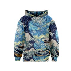 The Great Wave Of Kanagawa Painting Kids  Pullover Hoodie by Perong