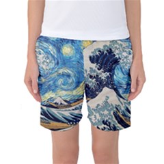 The Great Wave Of Kanagawa Painting Women s Basketball Shorts