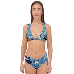 The Great Wave Of Kanagawa Painting Double Strap Halter Bikini Set by Perong