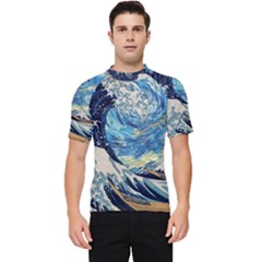 The Great Wave Of Kanagawa Painting Men s Short Sleeve Rash Guard by Perong