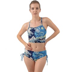 The Great Wave Of Kanagawa Painting Mini Tank Bikini Set by Perong