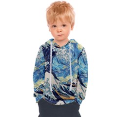 The Great Wave Of Kanagawa Painting Kids  Overhead Hoodie by Perong