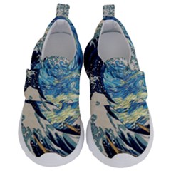 The Great Wave Of Kanagawa Painting Kids  Velcro No Lace Shoes by Perong