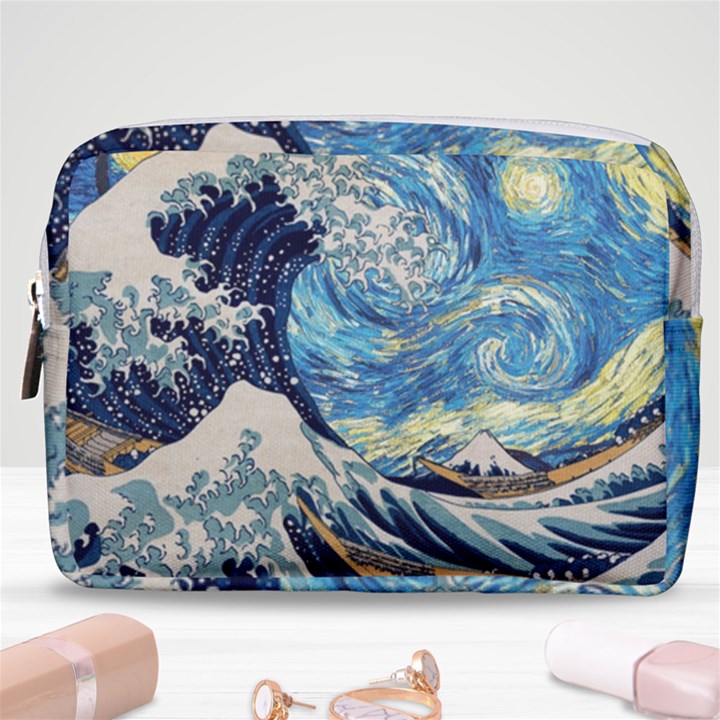 The Great Wave Of Kanagawa Painting Make Up Pouch (Medium)