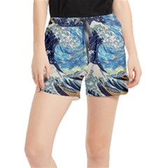 The Great Wave Of Kanagawa Painting Women s Runner Shorts by Perong