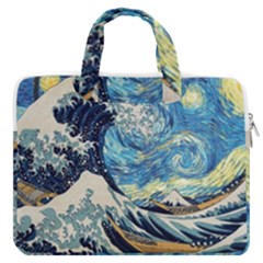 The Great Wave Of Kanagawa Painting Macbook Pro 15  Double Pocket Laptop Bag  by Perong