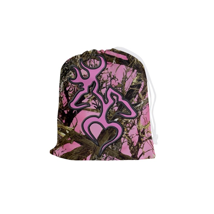 Pink Browning Deer Glitter Camo Drawstring Pouch (Medium)