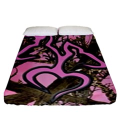 Pink Browning Deer Glitter Camo Fitted Sheet (queen Size) by Perong