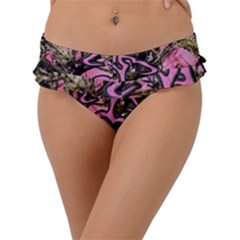 Pink Browning Deer Glitter Camo Frill Bikini Bottoms by Perong